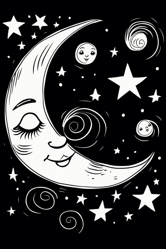 Full Moon, Coloring Page, Coloring Sheet, Adult Coloring Pages, Improve Focus, Improve Motor Skills, Adult Worksheet, ProCreate Art File