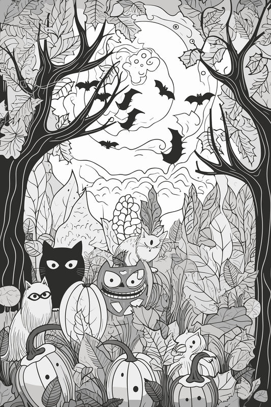 Monster Mash Coloring Sheet, Cute Halloween Coloring Sheet, Coloring Page, Kid Coloring Pages, Art Skills, Worksheet, ProCreate Art File