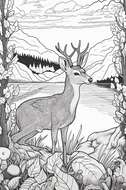 Wood Animals Coloring Page, Coloring Book Page, Adult Coloring Book Pages, Improve Focus, Improve Motor Skills, Adult Worksheet, Coloring