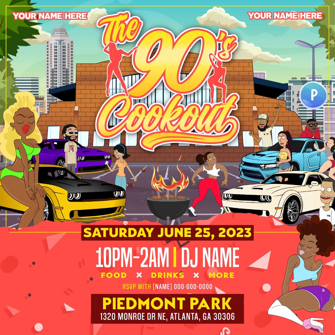 The Freaknik 90's Cookout Flyer Editable Template (Peach)