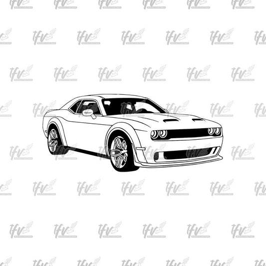 Dodge Challenger Technical Drawing, Car Png, Dodge Car Svg, Dodge Svg, Car Decal, Dodge Challenger Decal, Printable Cars, Car Illustration