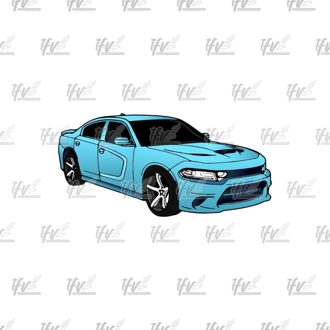 Blue Hellcat Charger Clip Art
