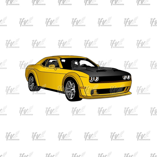 Yellow Challenger Technical Drawing, Car Png, Dodge Car Svg, Dodge Svg, Car Decal, Challenger Decal, Printable Cars, Car Illustration