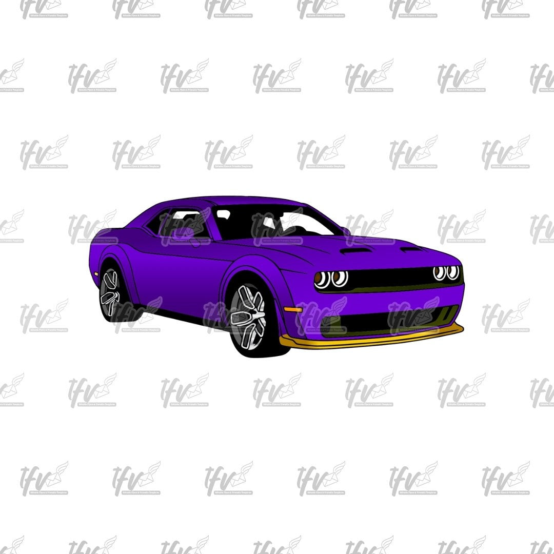 Purple Challenger Technical Drawing, Car Png, Dodge Car Svg, Dodge Svg, Car Decal, Challenger Car, Printable Cars, Car Illustration, Hellcat