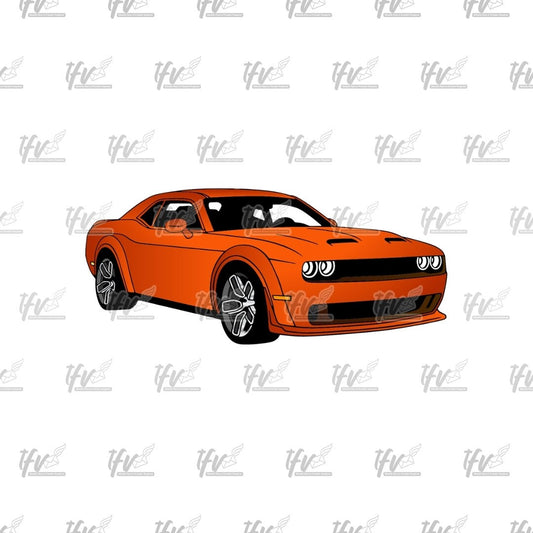 Orange Challenger Technical Drawing, Car Png, Dodge Car Svg, Dodge Svg, Car Decal, Challenger Car, Printable Cars, Car Illustration, Hellcat