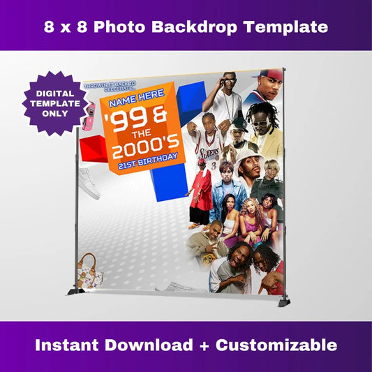 White 106 and Park Party Photo Backdrop (Swagger Edition) – Editable Corjl Template