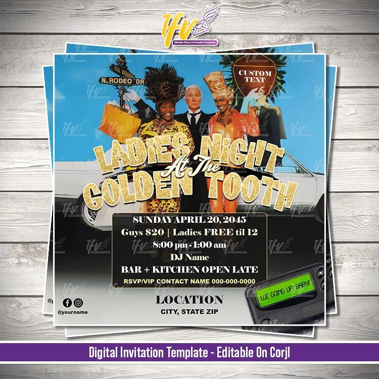 Ladies Night BAPS Movie Party Invitation Editable Template