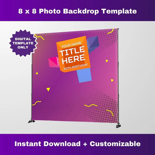Vintage Purple 106 and Park Party Photo Backdrop – Editable Corjl Template