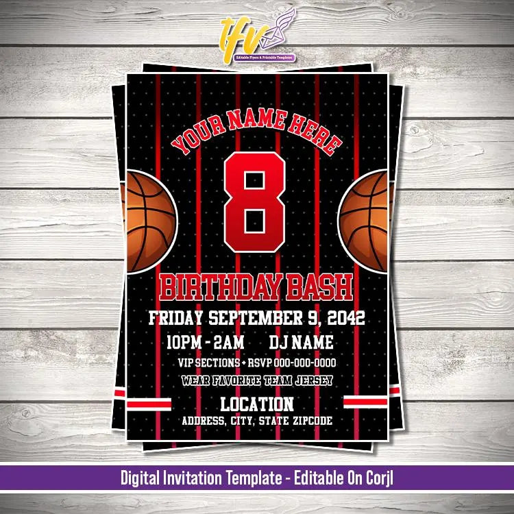 Bulls Birthday Party Flyer Editable Corjl Template