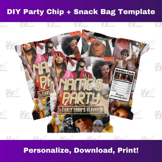 An Early 2000's Birthday Party Chip Bag Template