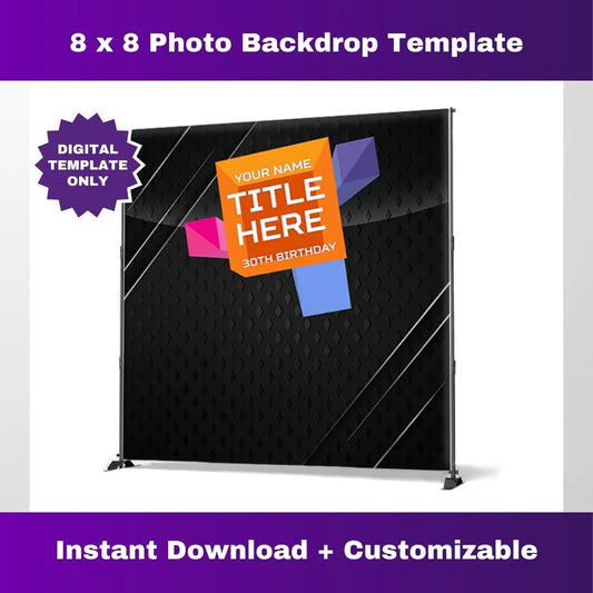 Luxury Black 106 and Park Party Photo Backdrop – Editable Corjl Template