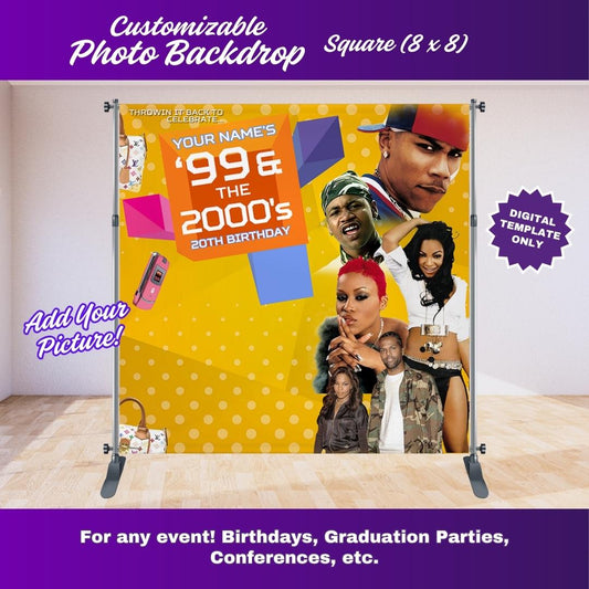 OG Yellow 106 and Park Party Photo Backdrop – Editable Canva Template