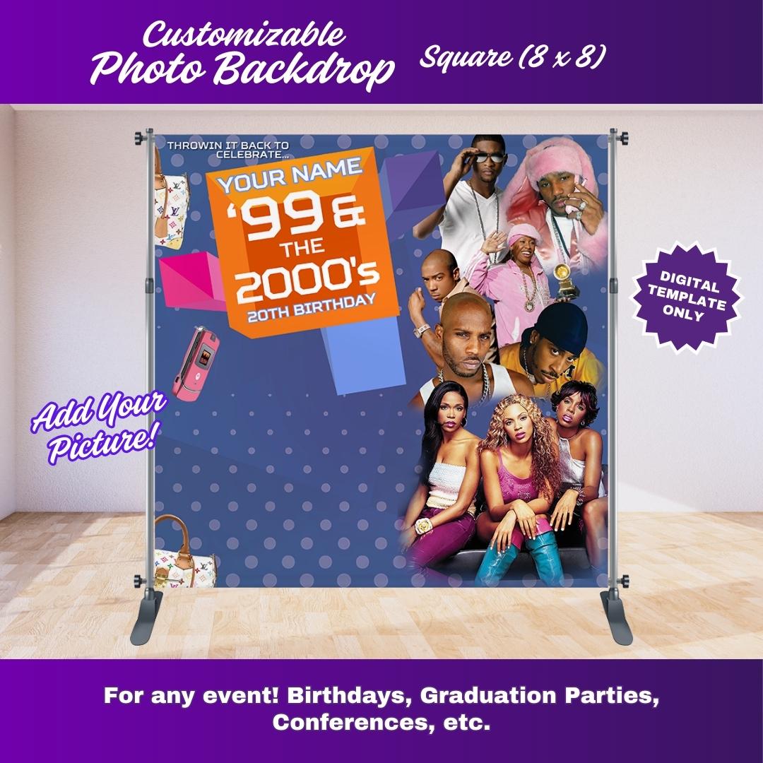 Light Purple 106 and Park Party 8 x 8 ft Backdrop Editable Template