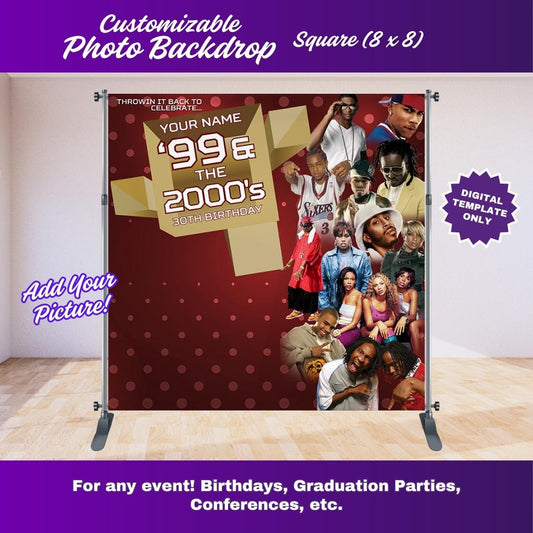 Gold and Maroon 106 and Park Party Photo Backdrop – Editable Canva Template