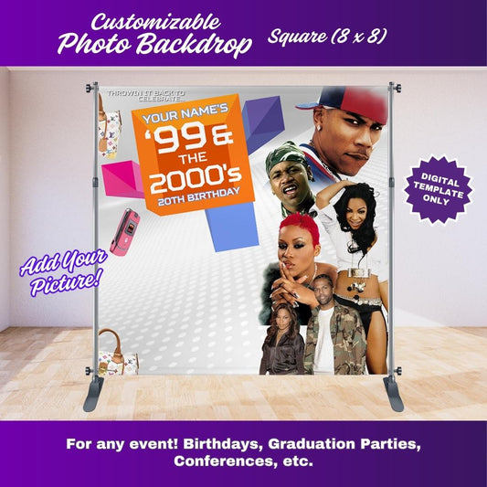 White 106 and Park Party Photo Backdrop (OG Edition) – Editable Canva Template