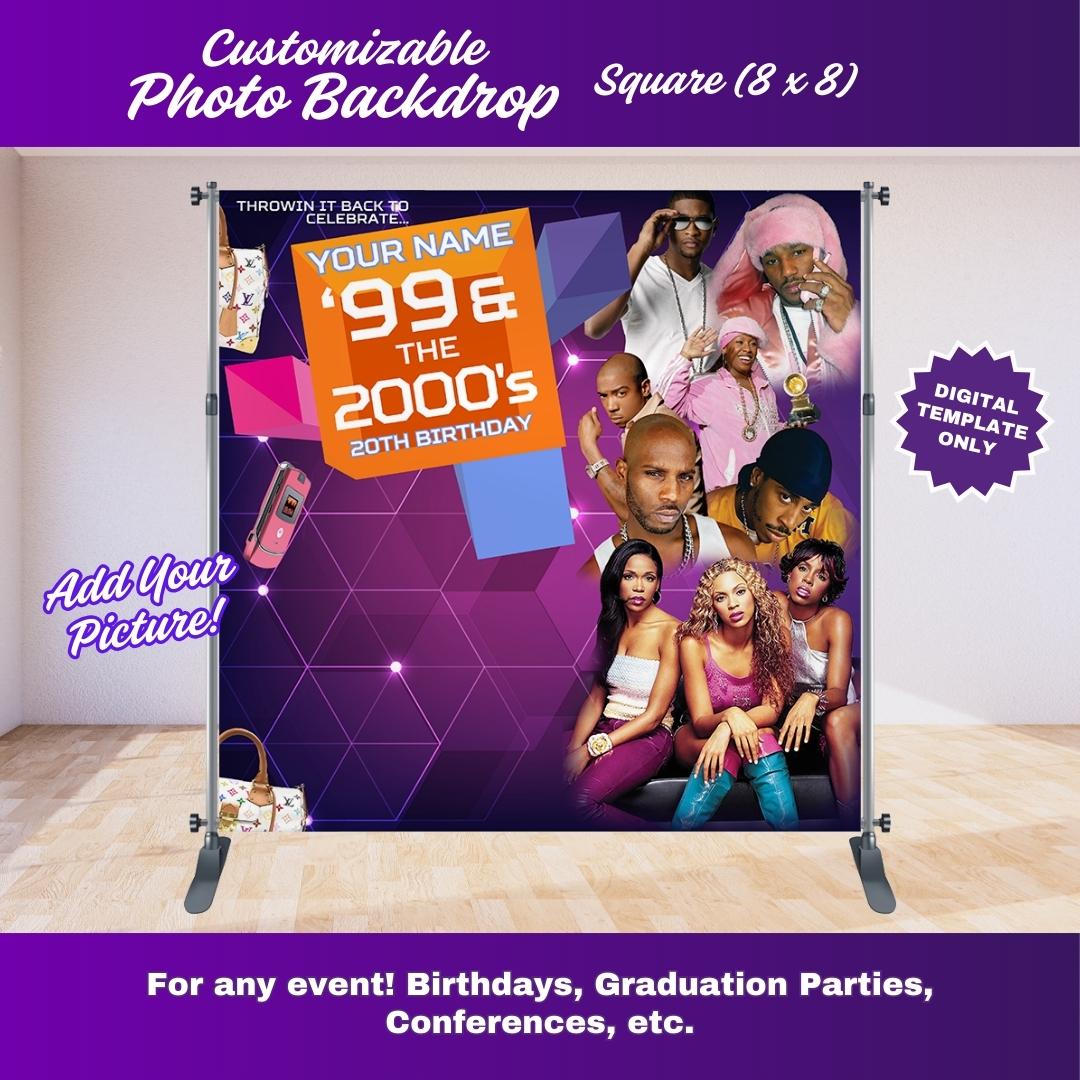 Neon Purple Haze 106 and Park Party 8 x 8 ft Backdrop Editable Template