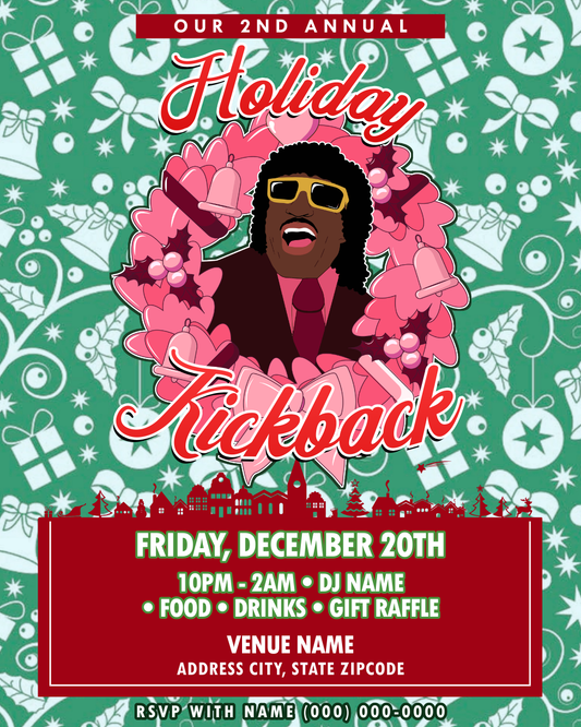Friday After Next Christmas Kickback Flyer Editable Template (Green)