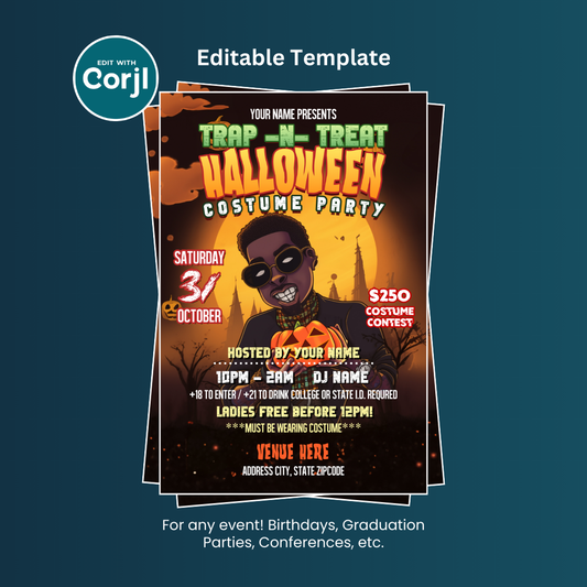 Trap or Treat Halloween Party Flyer - Editable Template