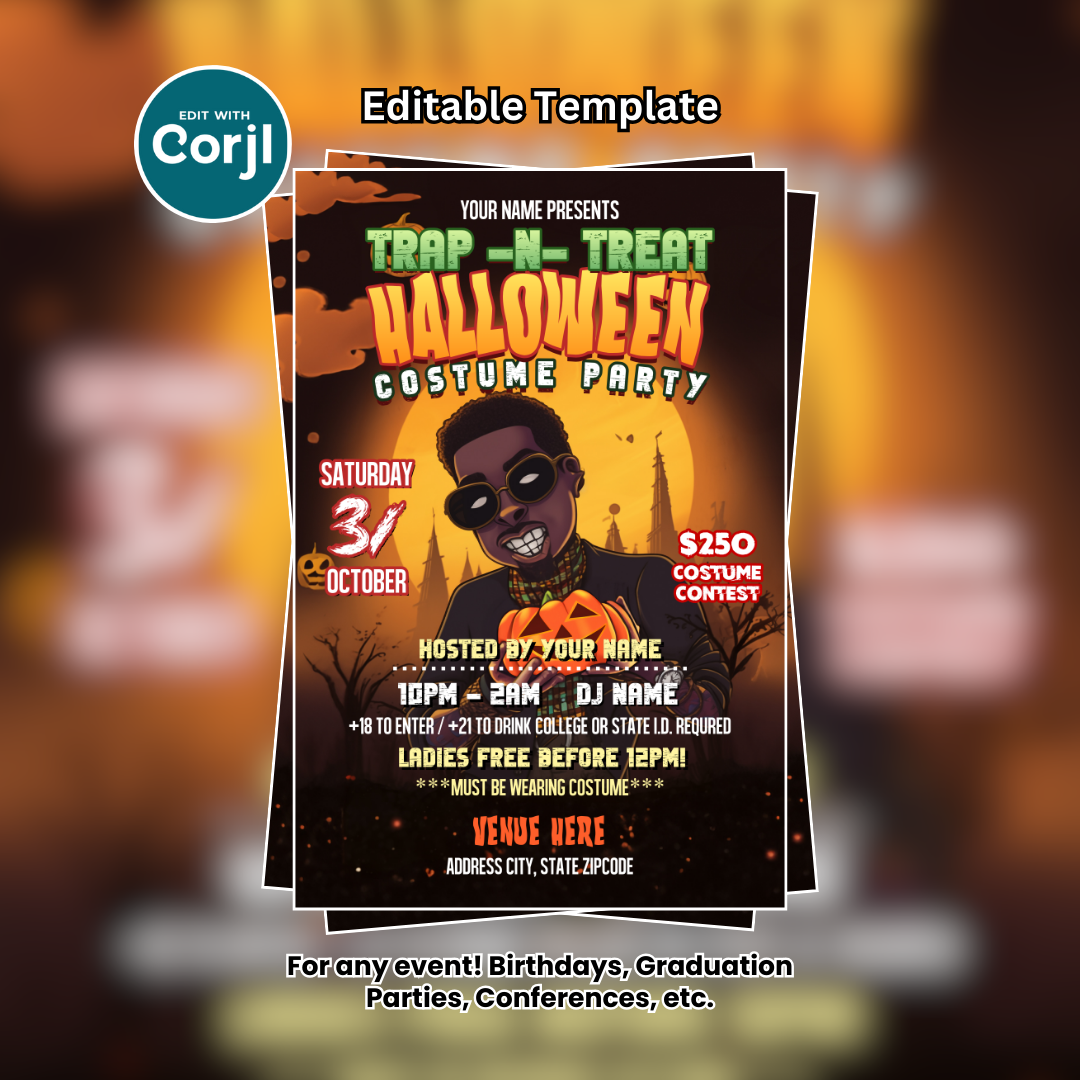 Trap or Treat Halloween Party Flyer - Editable Template